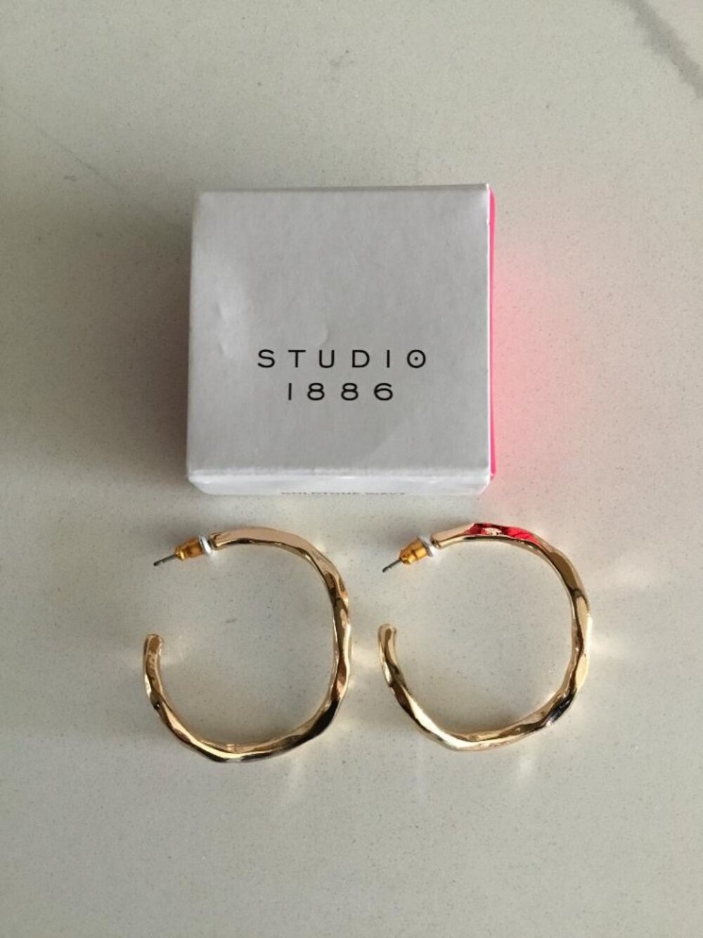 Studio 1886 Gold-Tone Wavy Hoop Earrings New in Box